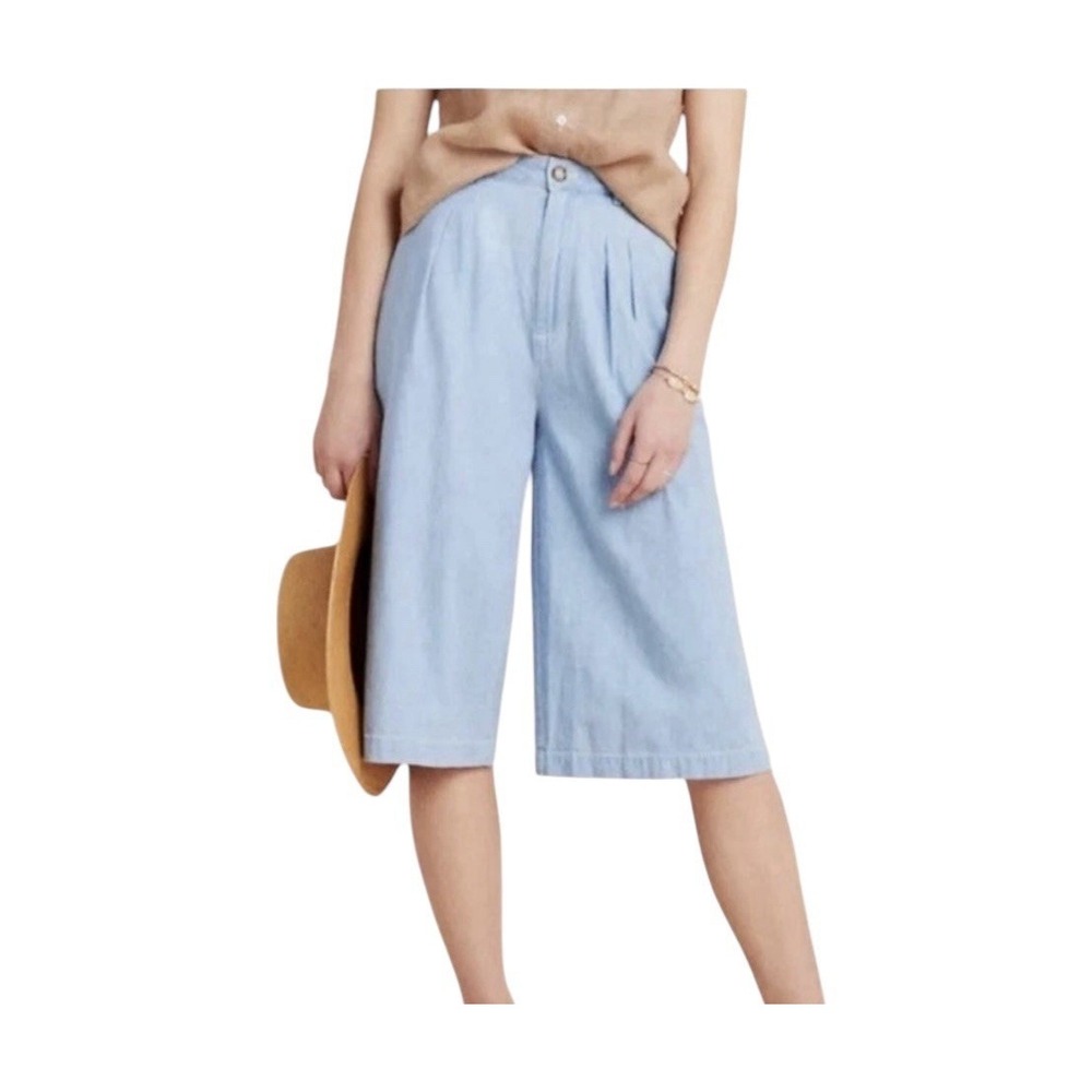 Pilcro Anthropologie Women's Size 28 Blue High Rise Wide Leg ‎ Culottes  Cropped
